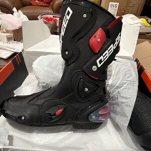 Men's Black and Red Riding Boots